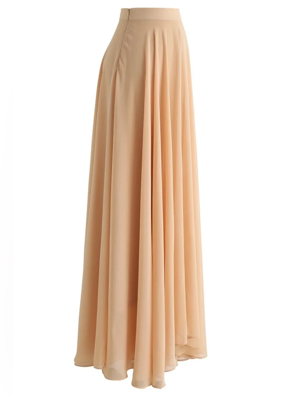 Chicwish Timeless Favorite Chiffon Boho Chic Flowy Maxi Skirt In Light Tan S